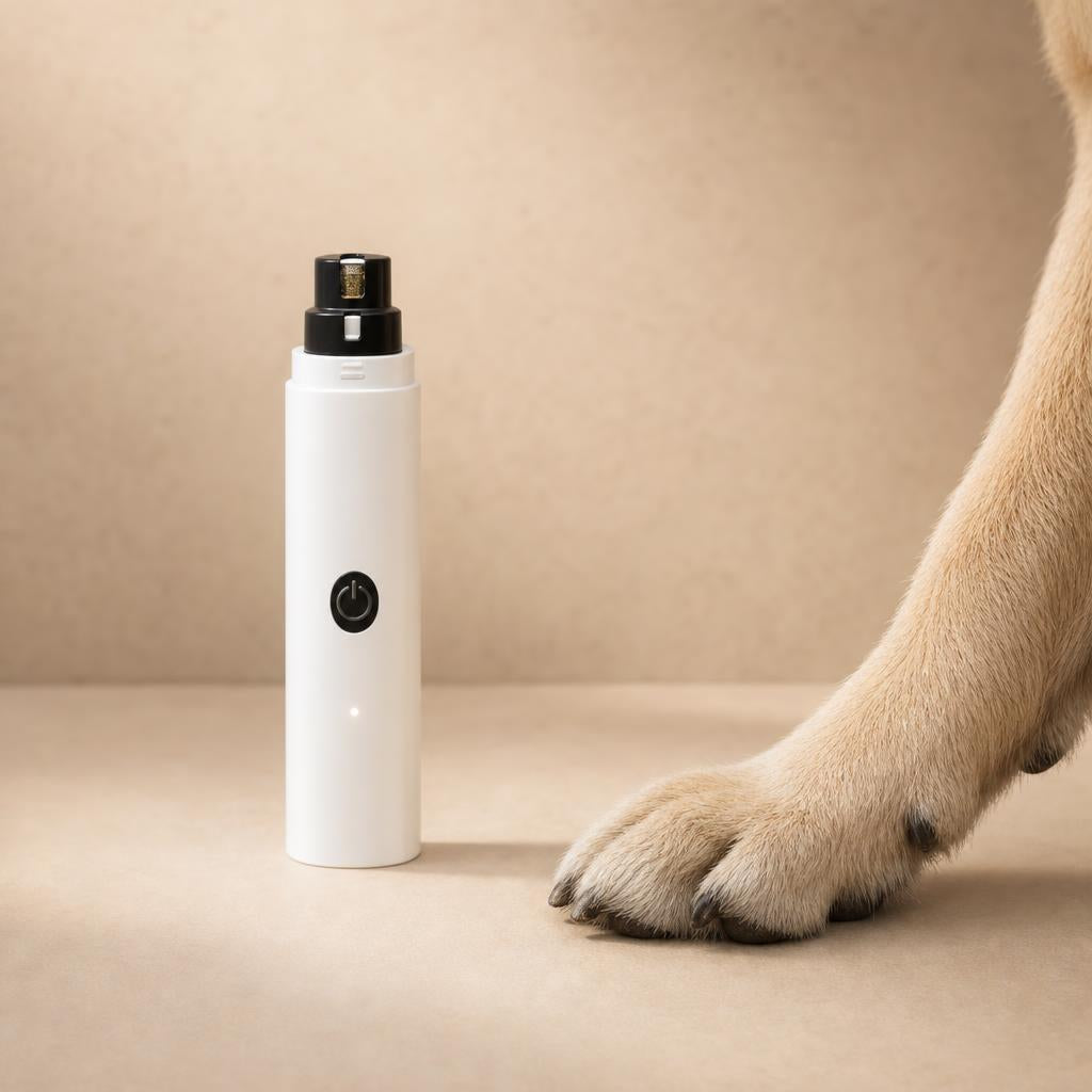 PawGrind next to a calm relaxed dog paw